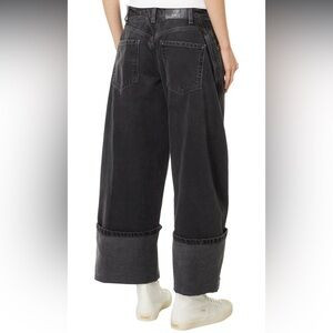 Free People Black Olsen Cuffed Barrel jeans | Poshmark
