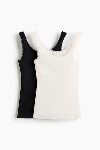 H & M - MAMA 2-Pack Nursing Tank Tops - Black/Cream | H&M (US + CA)