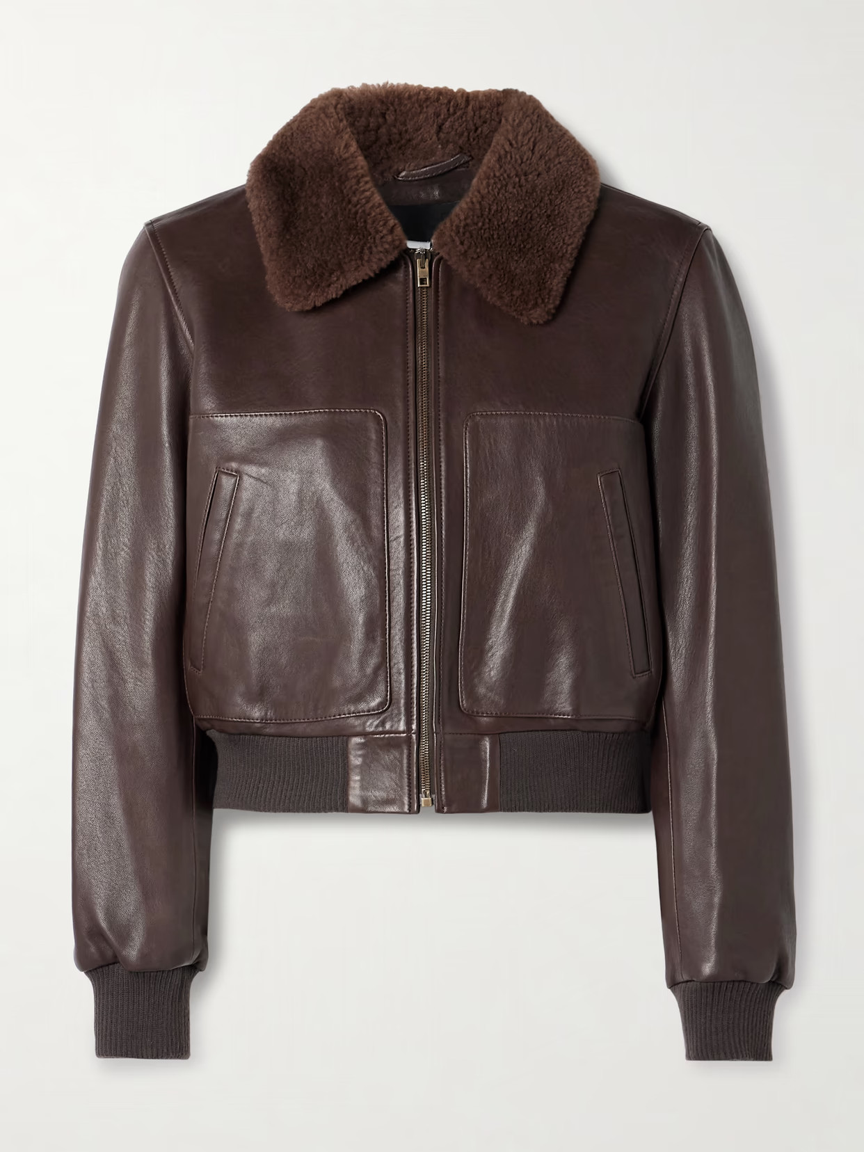 Nili Lotan - Tom Shearling-trimmed Leather Jacket - Brown | NET-A-PORTER (US)