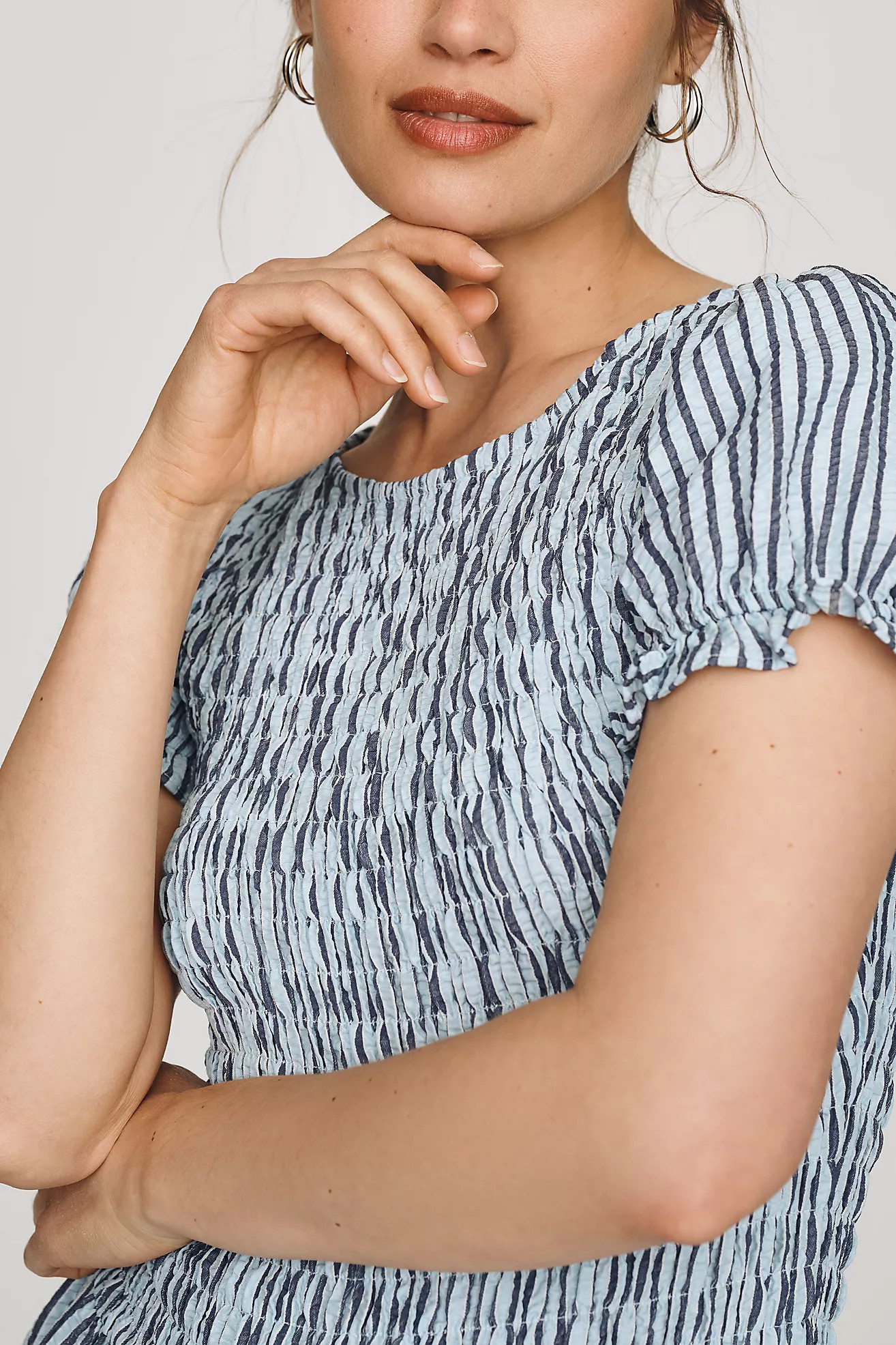 Maeve Margie Smocked Stripe Mini Dress | Anthropologie (US)