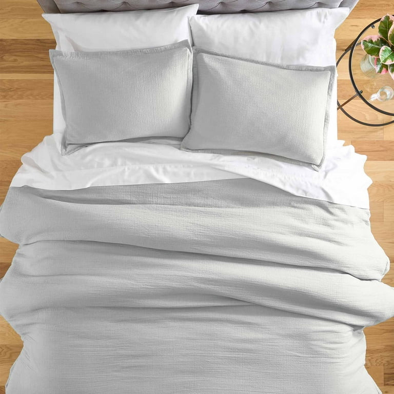 Better Homes & Gardens 3-Piece Soft Silver Crinkled Gauze Comforter Set, Adult Full/Queen | Walmart (US)