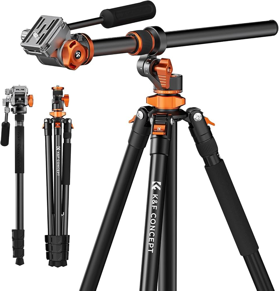 K&F Concept 90 inch/230cm Overhead Camera Tripod, Horizontal Shooting Video Tripods with Fluid He... | Amazon (US)