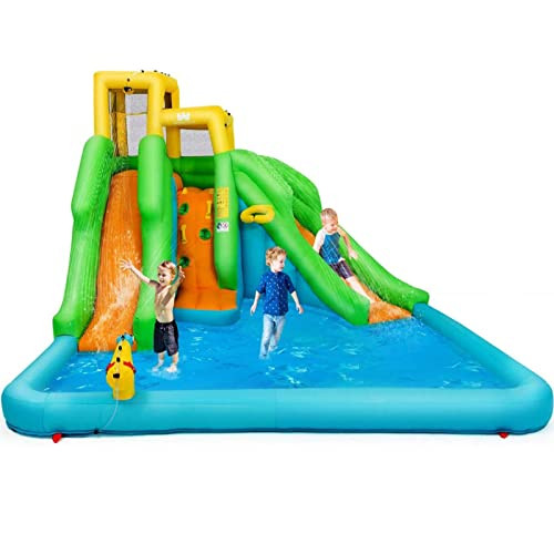 BOUNTECH Inflatable Water Slide, 6 in 1 Giant Water Park Dual Slides Jump Castle for Outdoor Racing Fun, Climbing Wall, Blow up Water Slides Inflatables for Kids 3-10 Outdoor Indoor Backyard Party | Amazon (US)