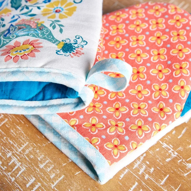 The Pioneer Woman Mazie Mini Mitt Set, Multicolor, 5.5"W x 8"L, 2 Piece | Walmart (US)