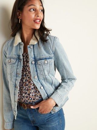 Sherpa-Lined Jean Jacket For Women | Old Navy (US)