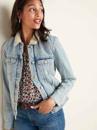 Sherpa-Lined Jean Jacket For Women | Old Navy (US)
