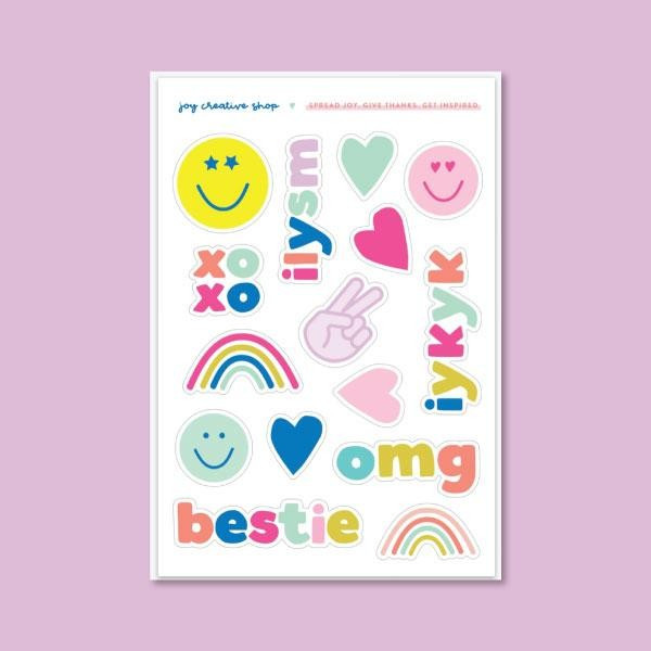 Peace Love and Happy Sticker Sheet | Joy Creative Shop