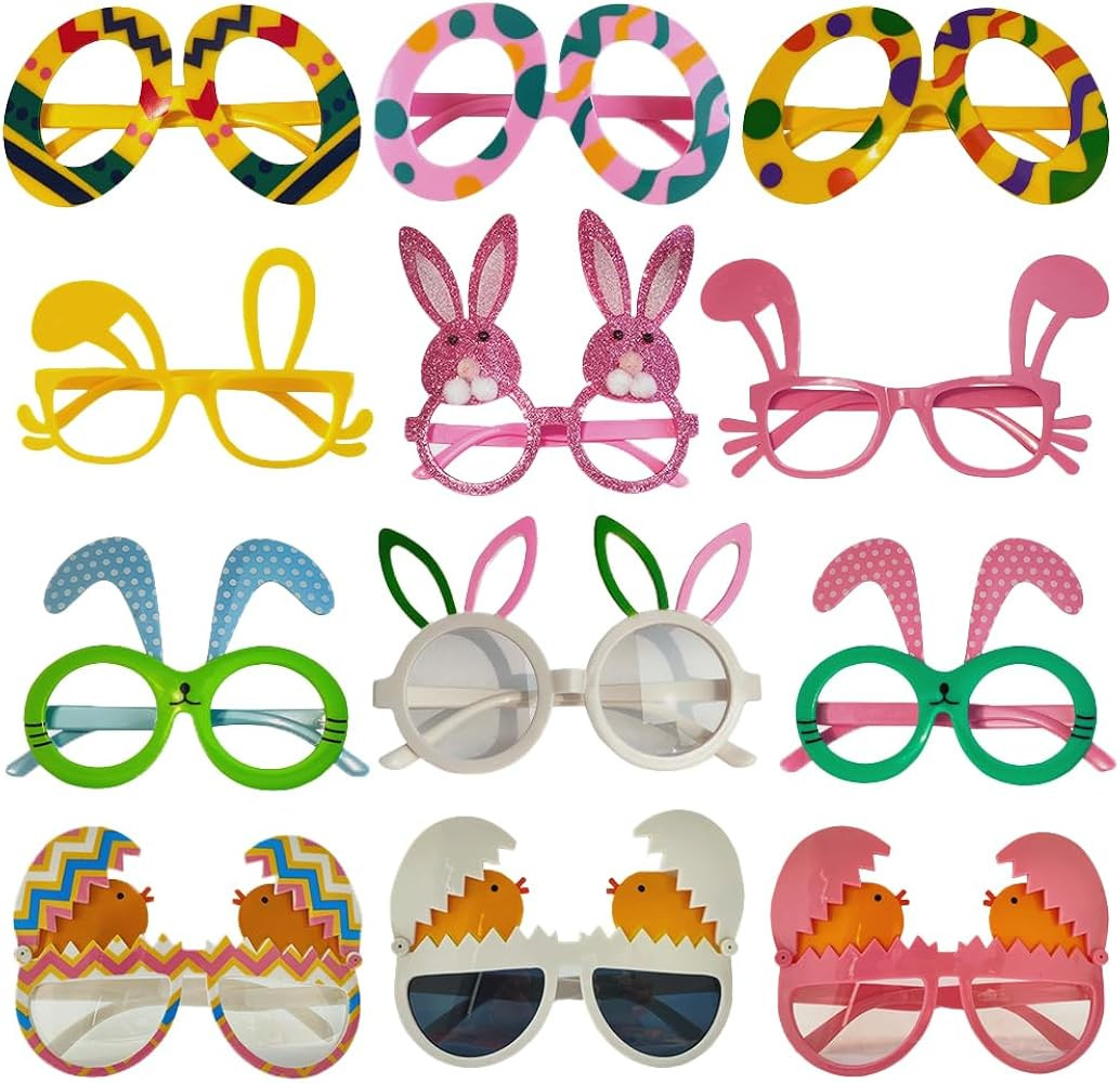 Easter Glasses 12Pcs Party Favors Photo Booth Props Classroom Prize Easter Gifts Easter Eggs Bask... | Amazon (US)