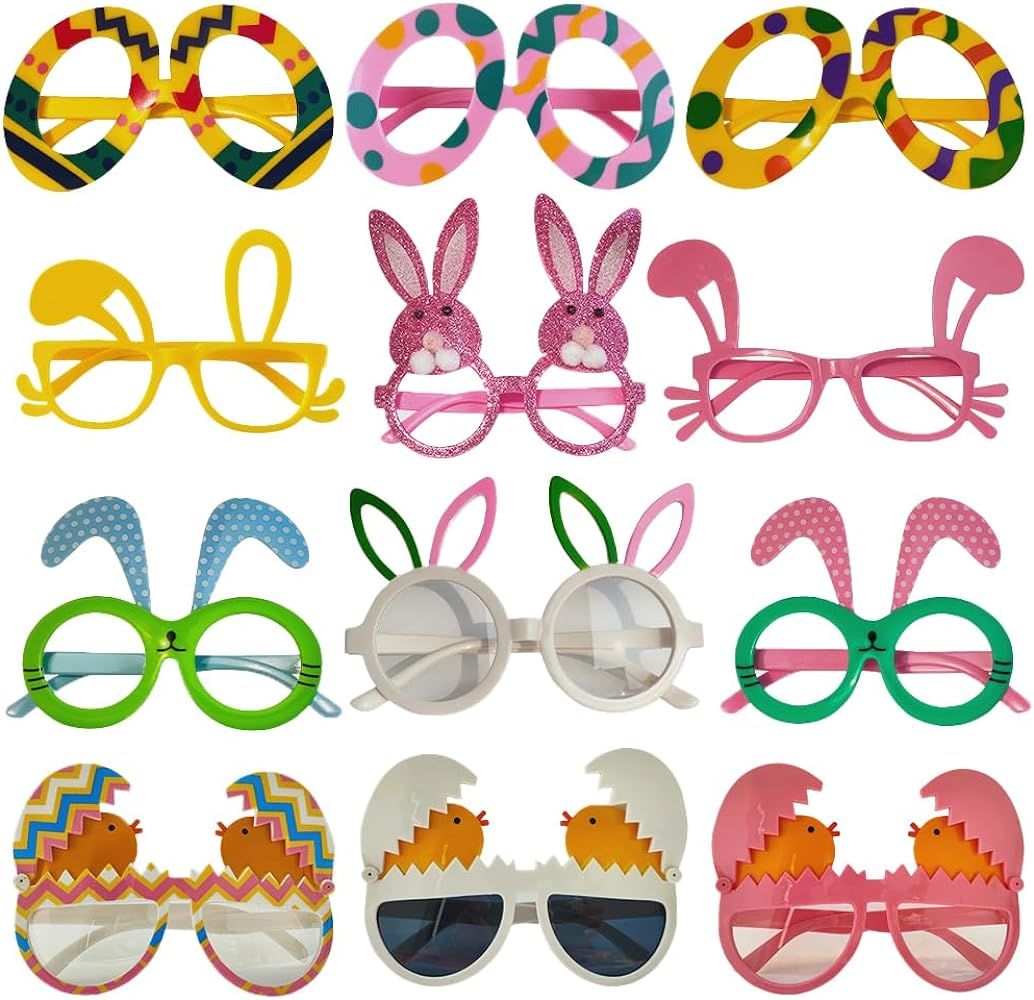 Easter Glasses 12Pcs Party Favors Photo Booth Props Classroom Prize Easter Gifts Easter Eggs Bask... | Amazon (US)