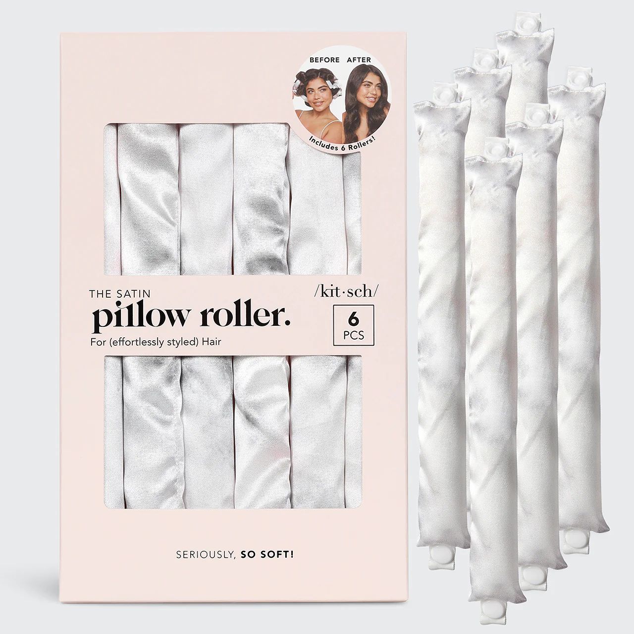 Pillow Soft Curlers: Satin Heatless 6pc Soft Marble | KITSCH | Kitsch