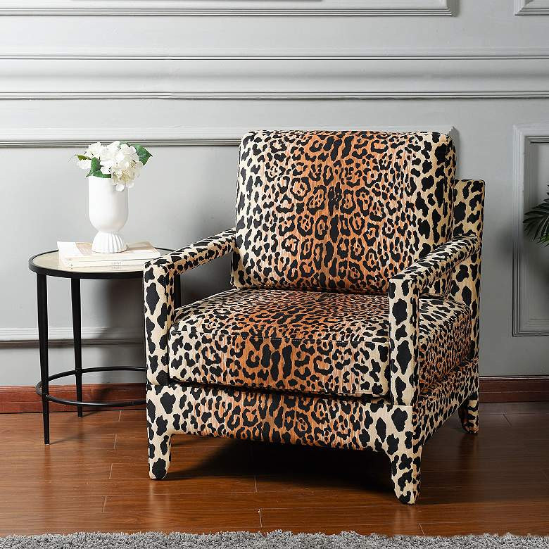 Dann Foley Cheetah Printed Fabric Accent Chair | Lamps Plus