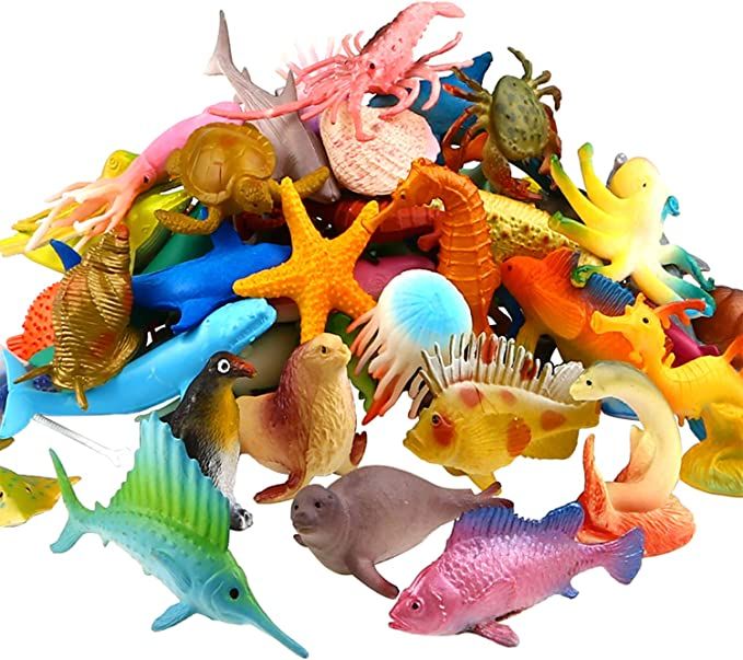 Ocean Sea Animal, 52 Pack Assorted Mini Vinyl Plastic Animal Toy Set, Funcorn Toys Realistic Unde... | Amazon (US)