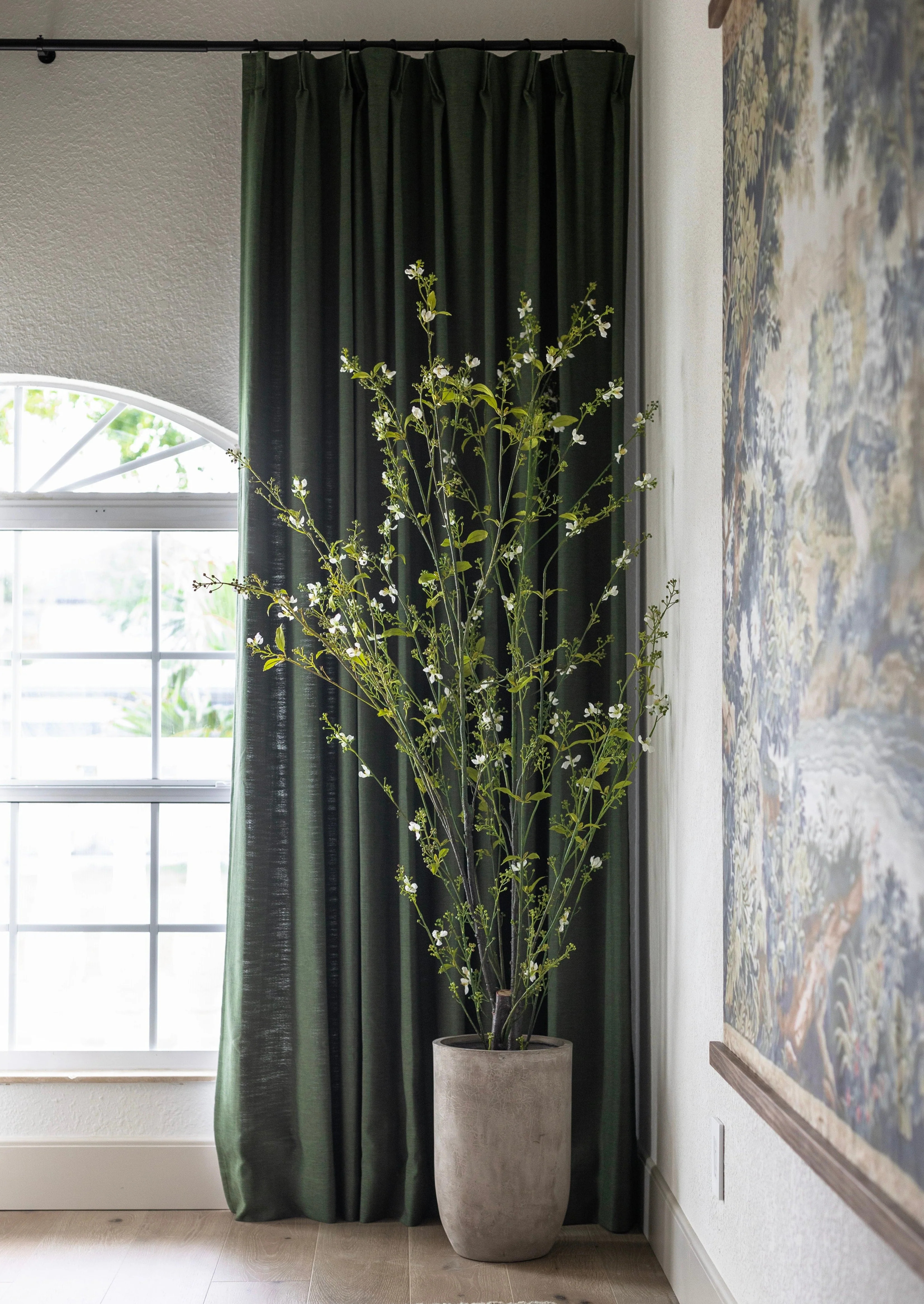 Faux Arrangement of Berry Branches in Cement Pot - 7' | Afloral
