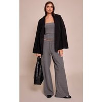 Grey Drawstring Slouchy Wide Leg Trousers Co-ord | PrettyLittleThing UK