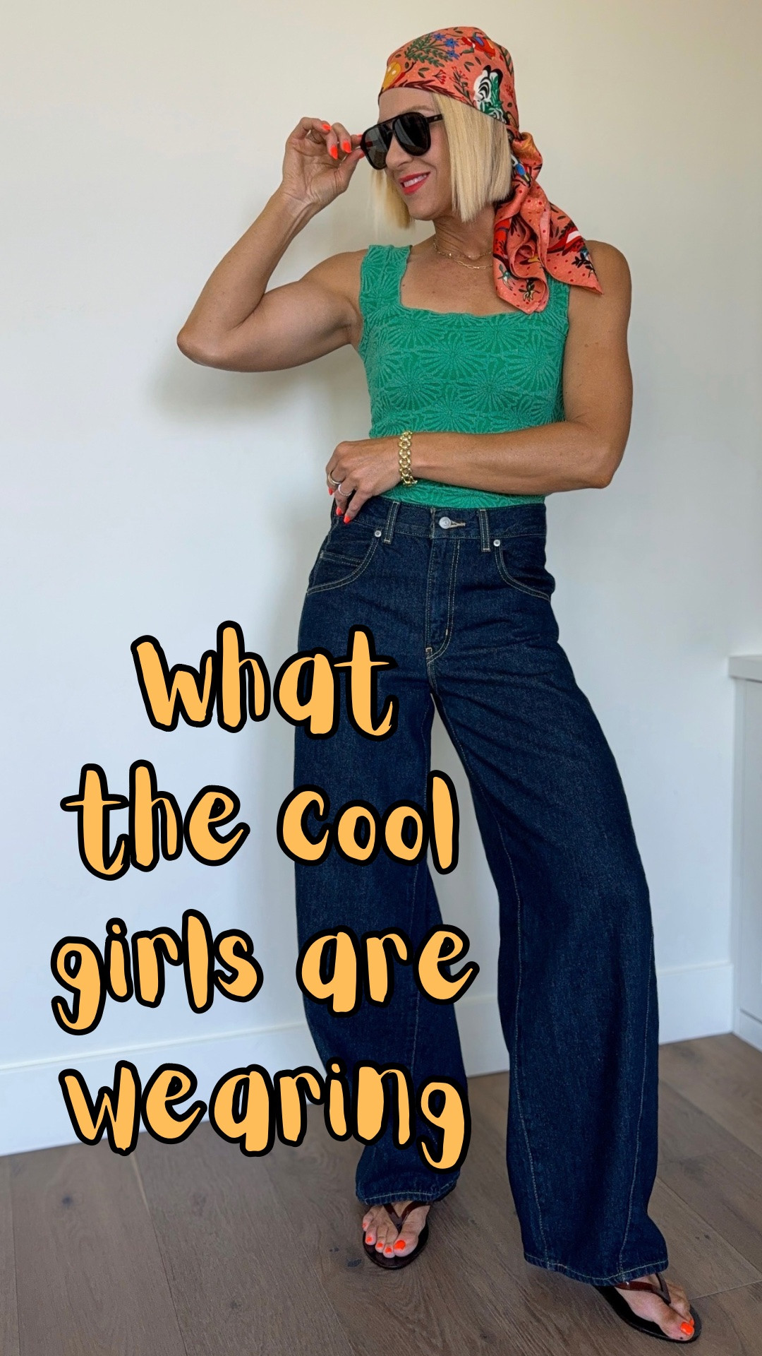 Dark denim + the most perfectly slouchy yet refined fit. 
Paired them with easy, affordable colorful tops and my favorite flip flops because effortless always wins!
👉size down in jeans, wearing 26
👉size down in bright yellow/green sweater, wearing a small
👉everything else fits tts

#LTKgrwm #LTKOver40 #LTKmomlife