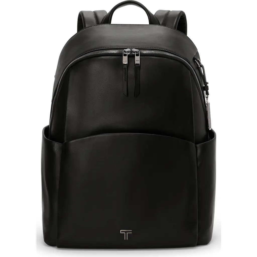 TUMI Voyageur Raina Large Leather Backpack in Black/gunmetal at Nordstrom | Nordstrom