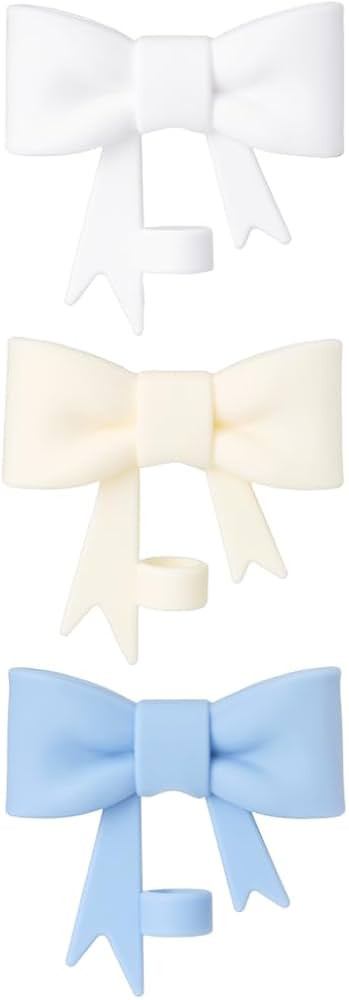 10mm Bow Shape Straw Topper for Stanley Cup (Cream White+White+Blue) | Amazon (US)