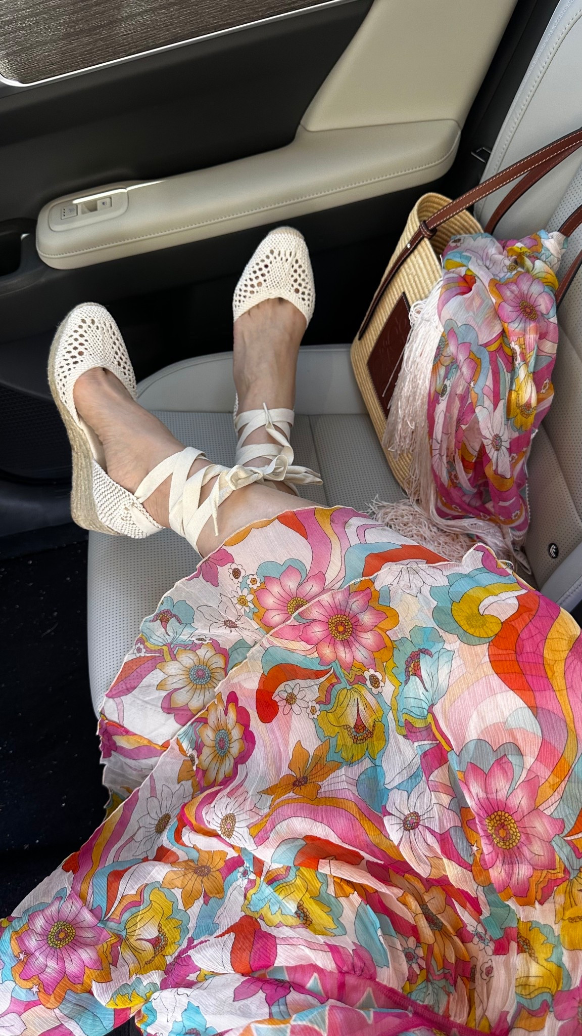 The dream duo of the season: made-in-Spain wedges and the kind of floral dress that just begs for a twirl.