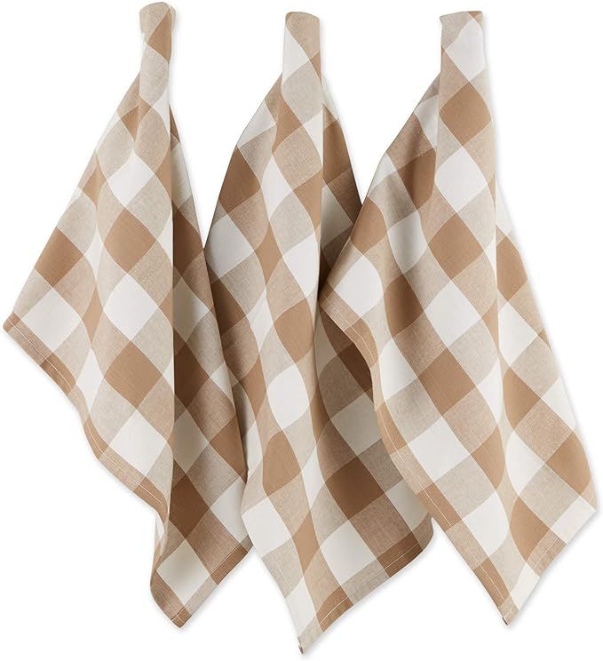 DII Buffalo Check Kitchen Collection, Classic Farmhouse Dishtowel Set, 20x30, Stone, 3 Piece | Amazon (US)