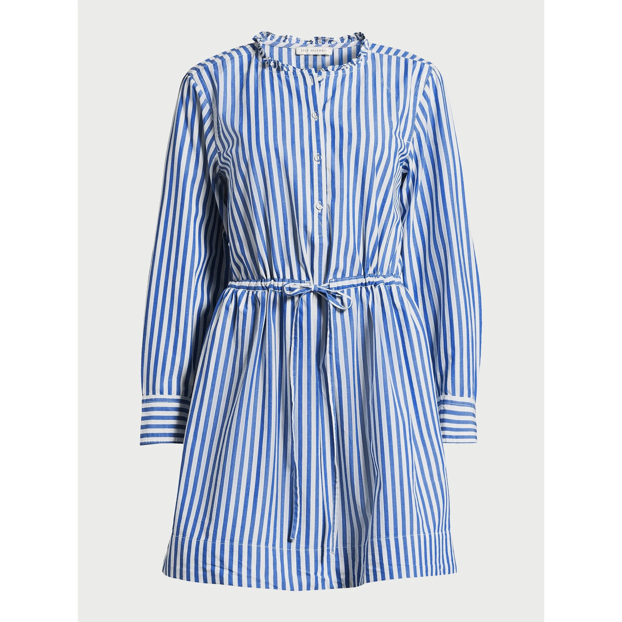 Free Assembly Women’s Striped Ruffle Neck Mini Dress, Sizes XS-XXL | Walmart (US)