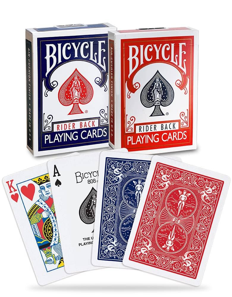 Bicycle Rider Back Playing Cards, Standard Index, Poker Cards, Premium Playing Cards, Red & Blue,... | Amazon (US)