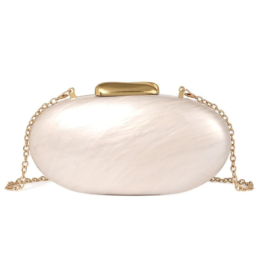 Luxury Acrylic Clutch Purse for Women,Pearlescent Cream Evening Bag with Magnetic Closure, Elegan... | Amazon (US)