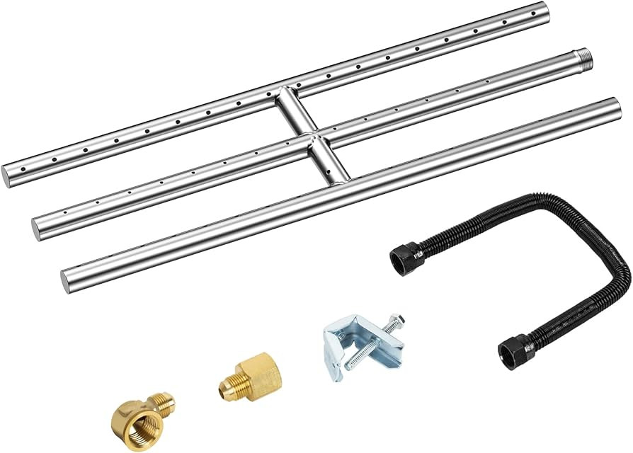 Skyflame 18" x 6" Rectangular Gas Fire Pit and Fireplace H-Burner with 3 Pipes - 304 Stainless St... | Amazon (US)