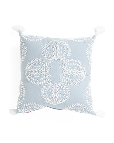 18x18 Cotton Embroidered Pillow | TJ Maxx