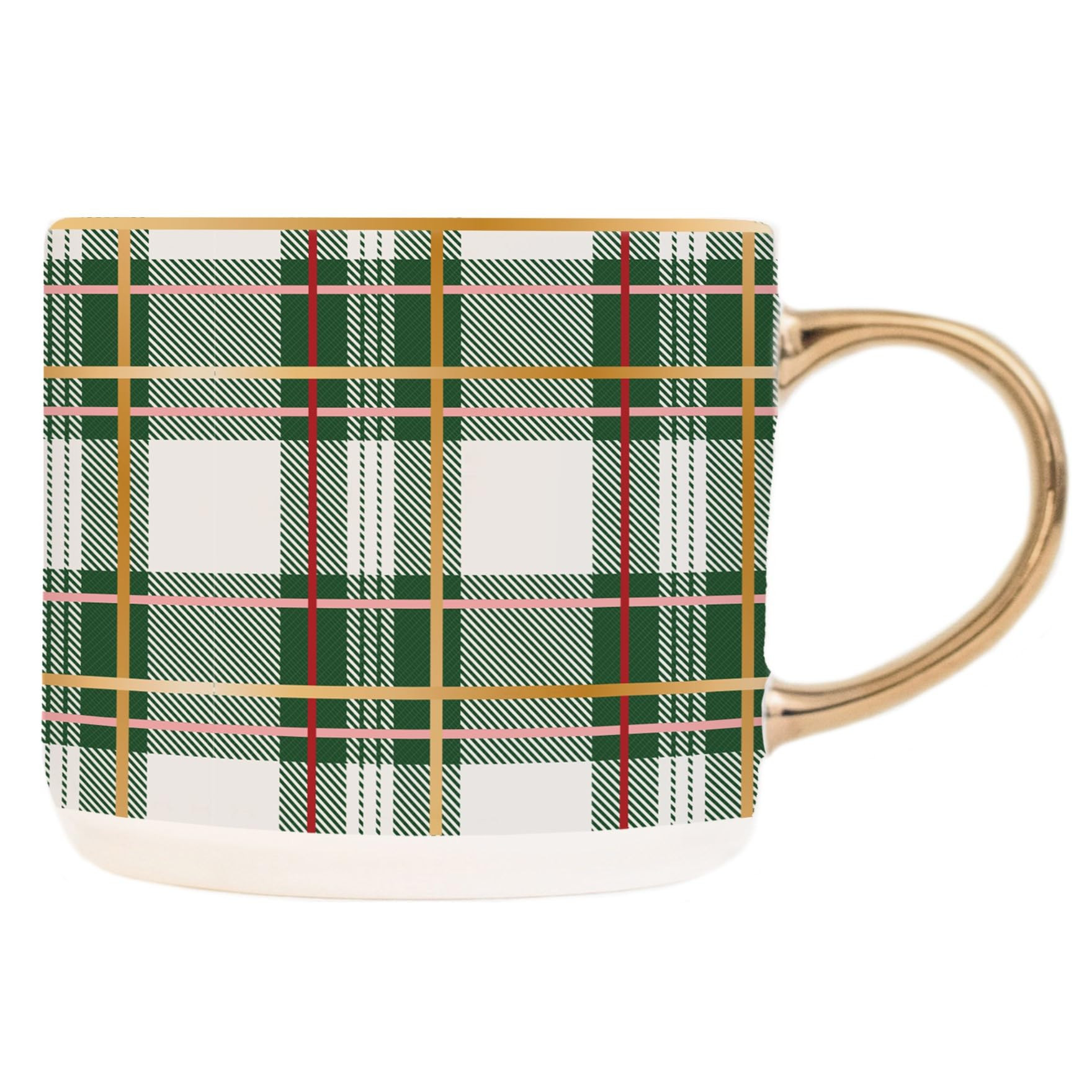 Sweet Water Decor Green Plaid Christmas Coffee Mugs - 17 Oz Christmas Mugs with Gold Handle The P... | Amazon (US)