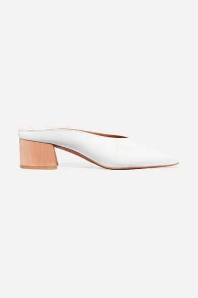 BY FAR - Karen Patent-leather Mules - White | NET-A-PORTER (US)