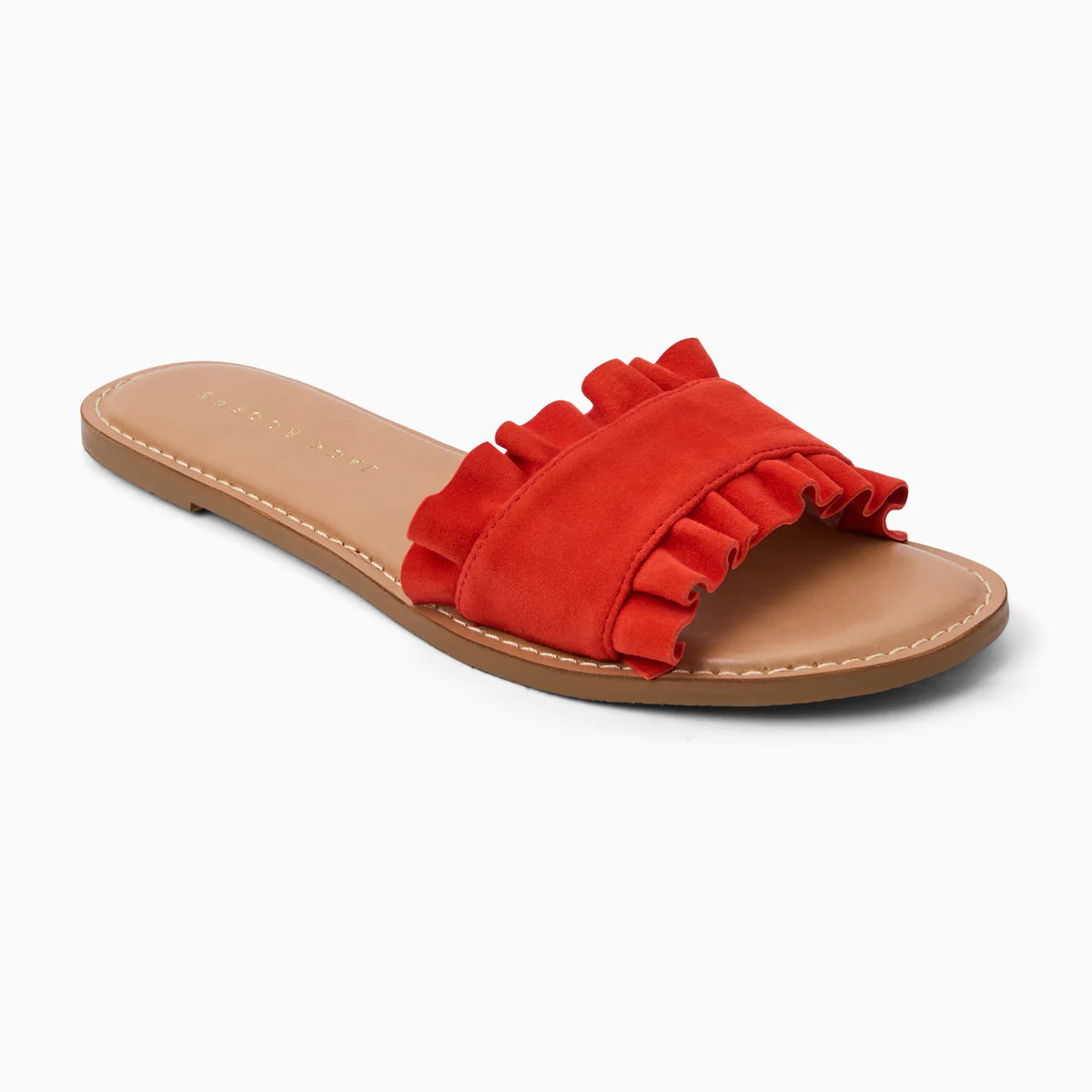 Jack Rogers Rozette Slide Sandals — Fire Red Suede | Jack Rogers