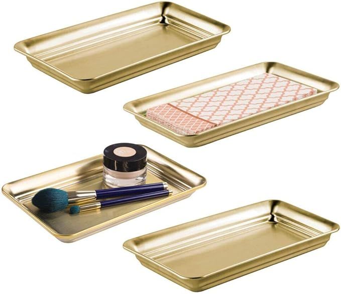 mDesign Metal Storage Organizer Tray for Bathroom Vanity Countertops, Closets, Dressers - Holder ... | Amazon (US)