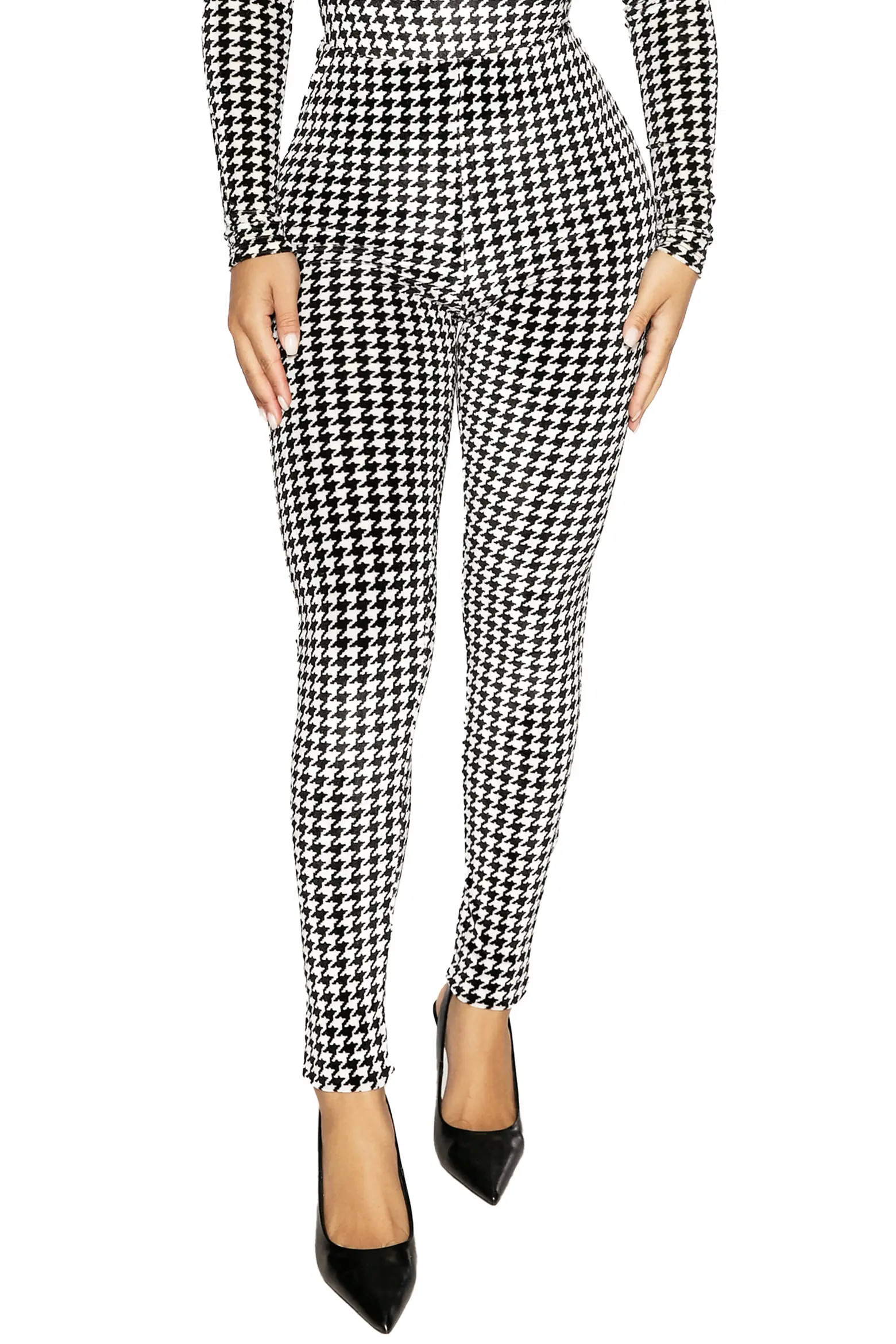 Naked Wardrobe Houndstooth High Waist Leggings (Women) | Nordstrom | Nordstrom