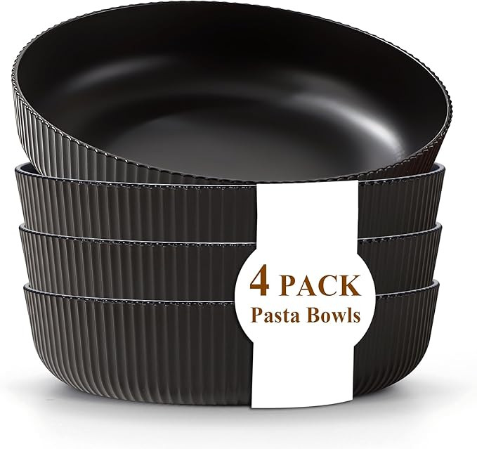 Kyraton Pasta Bowls Set of 4, 37oz Salad Bowls Soup Bowls Large Pasta Serving Bowl Plastic Unbrea... | Amazon (US)