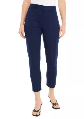 Crown & Ivy Women's Petite Straight Leg Pants, Navy Blue, 10P | Belk