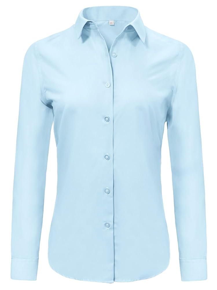 Ruisin Super Soft Wrinkle Free Button Down Shirts for Women Solid Long Sleeve Striped Formal Work... | Amazon (US)