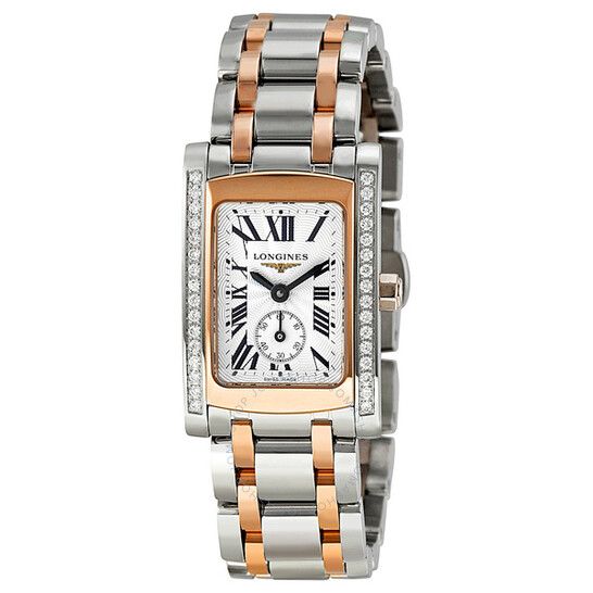Longines DolceVita Diamond Stainless Steel and Rose Gold Ladies Watch L51555797 | Jomashop.com & JomaDeals.com