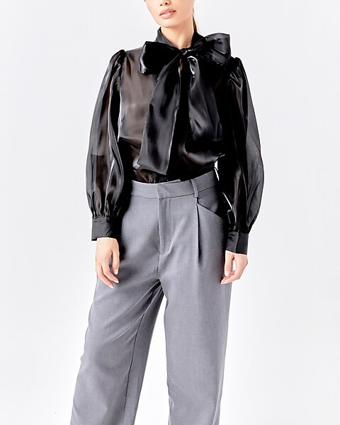 Endless Rose Long Sleeve Organza Bow Top | Express
