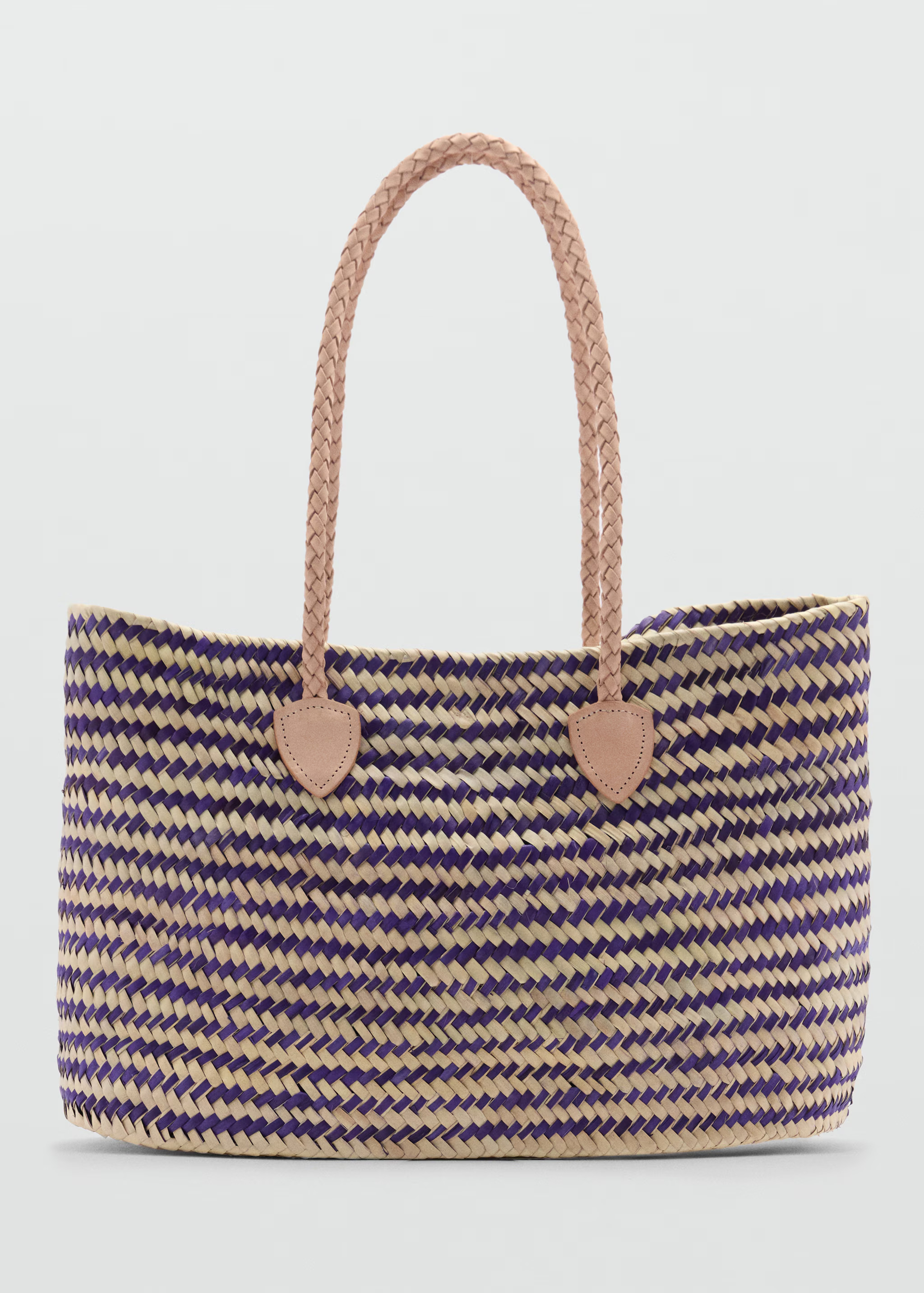 Shopper bag with leather handles - Women | MANGO United Kingdom | MANGO (UK)