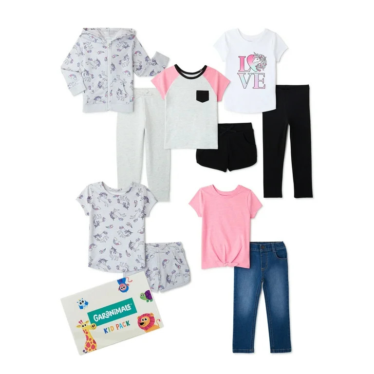 Garanimals Baby and Toddler Girls Mix & Match Outfits Kid-Pack, 10-Piece Set, Sizes 12M-5T | Walmart (US)