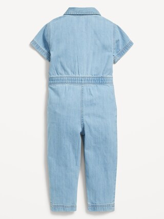 Short-Sleeve Utility Pocket Jean Jumpsuit for Toddler Girls | Old Navy (US)
