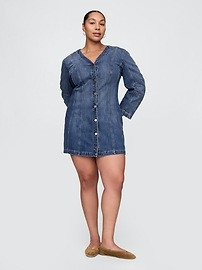 Barrel-Sleeve Denim Mini Dress | Gap (US)