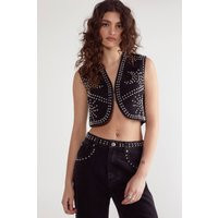 Western Studded Denim Waistcoat | PrettyLittleThing UK
