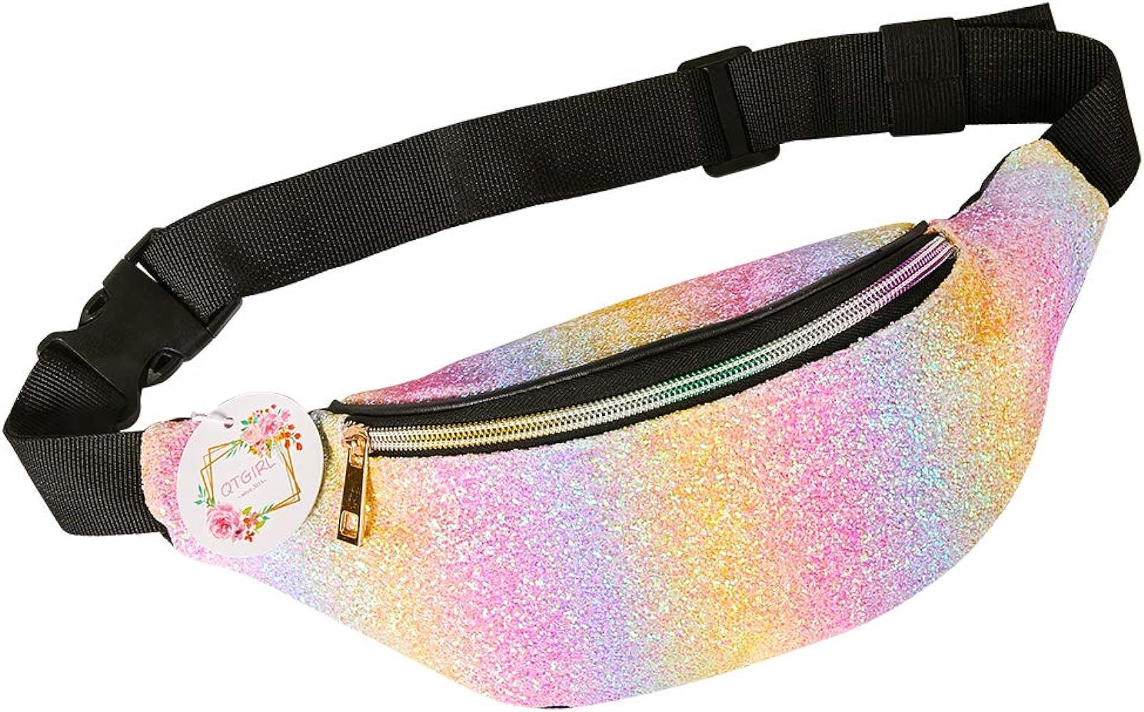 Fanny Pack for Kids, Glitter Waist Bag Shiny Bags with Adjustable Belt for Children Sport Running... | Amazon (US)