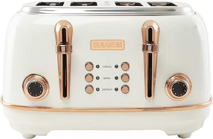 Haden Heritage 4 Slice Wide Slot Stainless Steel Toaster with Adjustable Browning Control & Non-S... | Amazon (US)