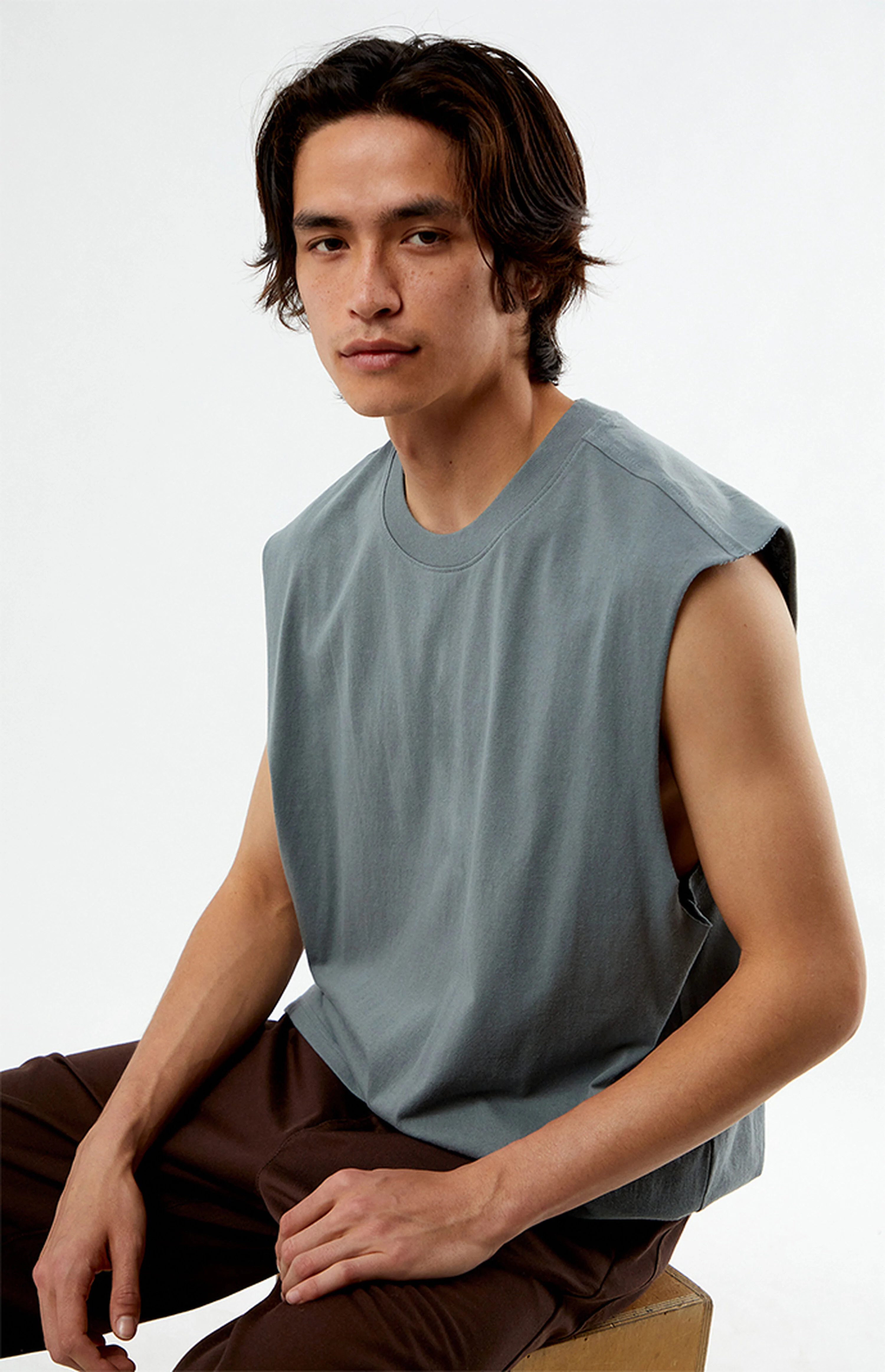 Pacsun Gray Cut Off Muscle T-Shirt | PacSun