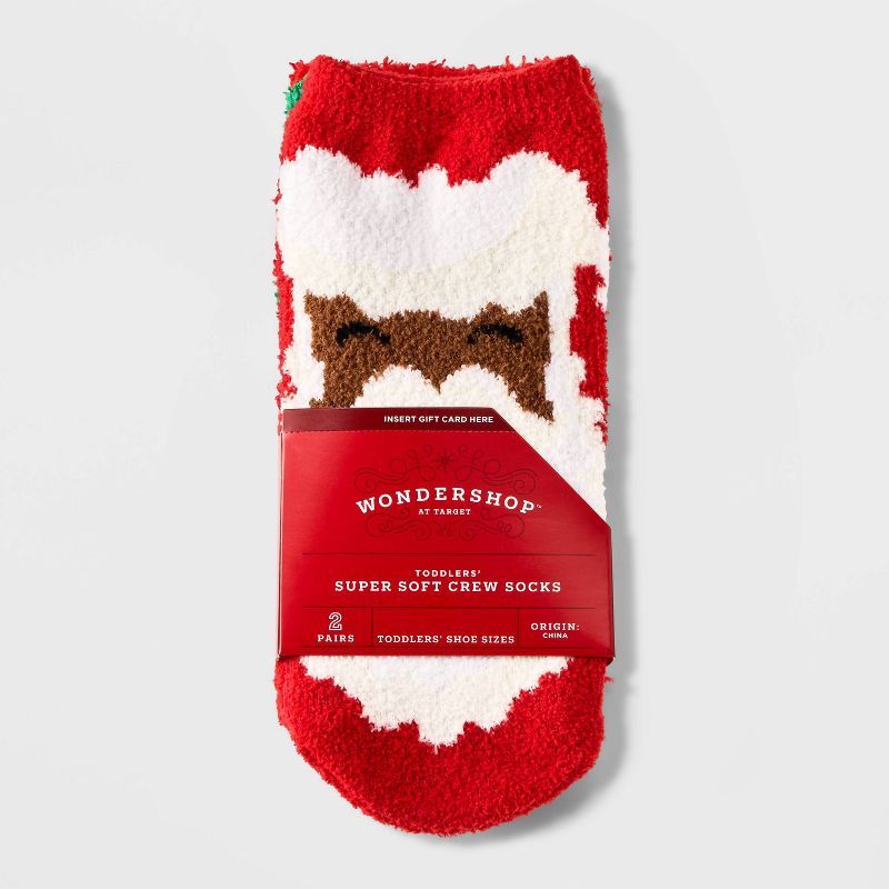Toddler Santa 2pk Cozy Crew Socks with Gift Card Holder - Wondershop™ Red 2T-3T | Target