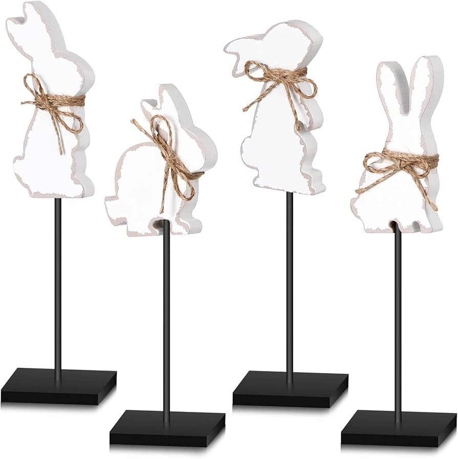 Easter Standing Table Decor Wooden Bunny Egg Rabbit Tabletop Decoration Easter Tall Tiered Tray D... | Amazon (US)