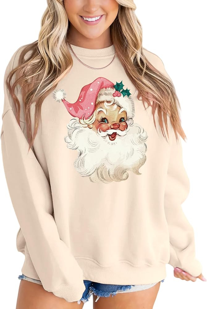 MAPICK Merry Sweatshirt for Women Christmas Fleece Linend Sequin Sweaters Crewneck Oversized Long... | Amazon (US)