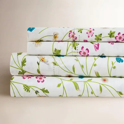 Bergina Wildflower 400 Thread Count Floral 100% Cotton Sheet Set | Wayfair North America